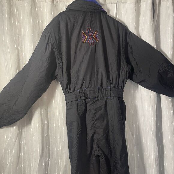 VTG Ski Suit One Piece Snowsuit 80s 90s EDELWEISS Snow Bib Womens 14 Aztec Clean - Picture 2 of 16